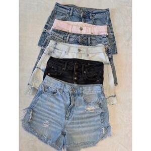 American Eagle Denim Shorts Size 2 Bundle Lot of 6 Pairs Distressed High Waisted